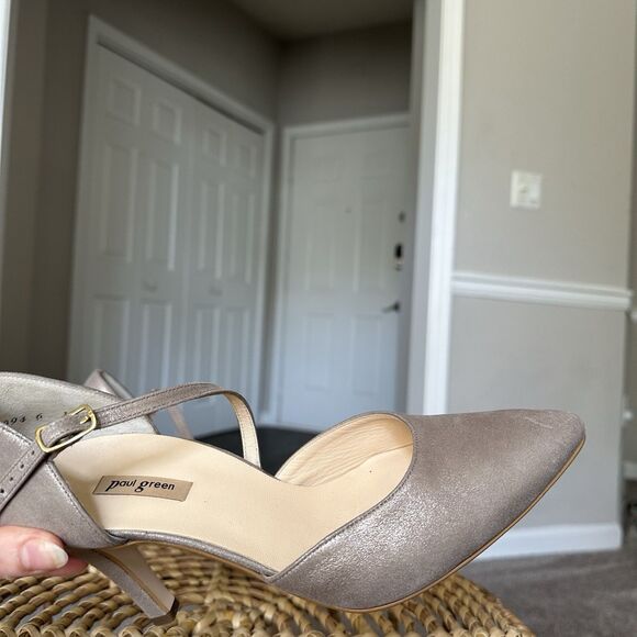 Paul Green d'Orsay Valletta Champagne Metallic Leather Pumps Size 8.5 US 6 UK - Picture 6 of 13